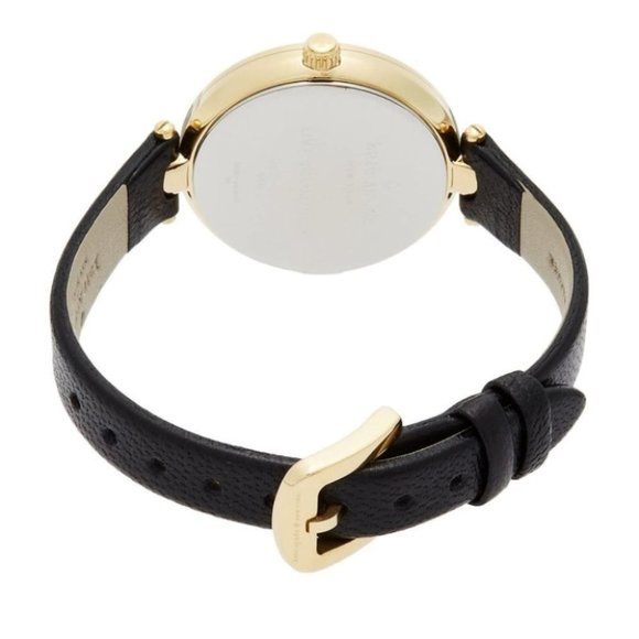 NEW Kate Spade watch gold case black leather strap NWT wristwatch brand new NWT - Picture 5 of 7